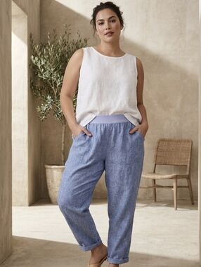 ​NWT J. Jill Love Linen Blend Ankle Pants Pockets in Cobalt | Size XL Petite